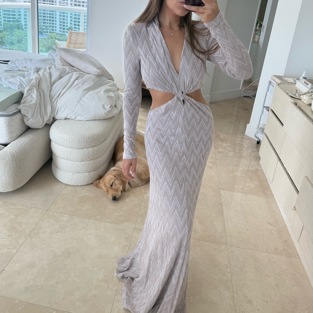 Ramy Brook Long Sleeve Chevron Dress in purple